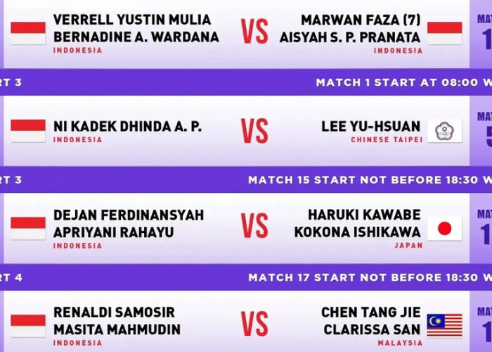 Jadwal BWF Taipei Open 2026 Selasa 28 Juli: Wakil Indonesia Mulai Berjuang di Hari Pertama