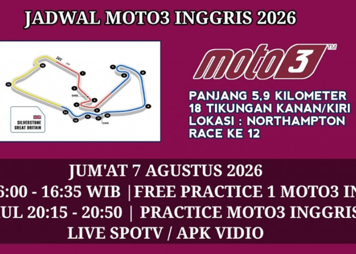 Jadwal FP1 Moto3 Inggris 2026: Veda Ega Pratama Mulai Perburuan Poin di Silverstone