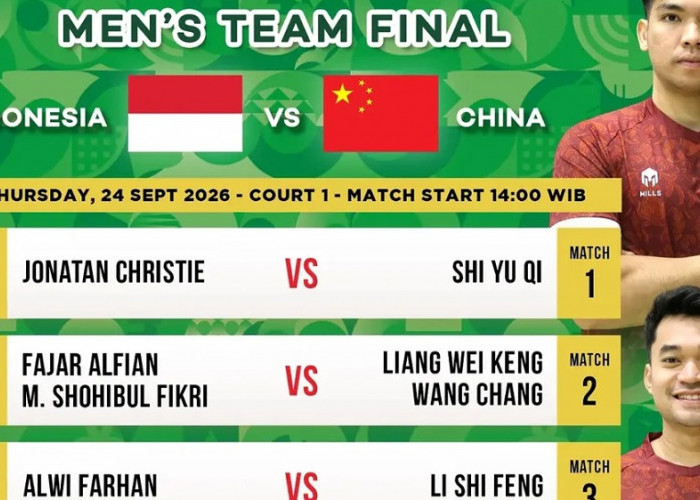 Indonesia Tantang China di Final Asian Games 2026, Lima Partai Jadi Penentu Emas
