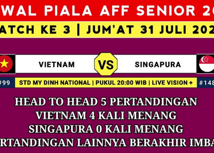 Vietnam vs Singapura di Piala AFF 2026: Perebutan Puncak Grup A Dimulai Jumat Malam, Siapa Unggul?