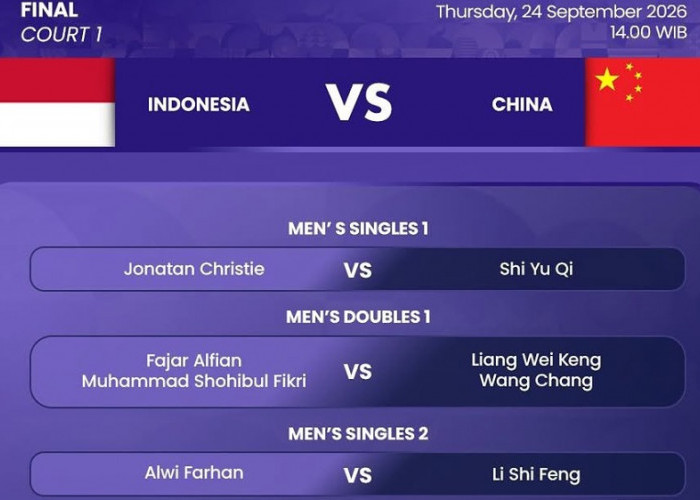 Final Badminton Asian Games 2026, Ini Line Up Indonesia Hadapi China