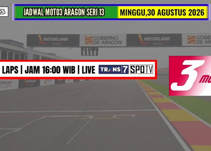 Jadwal Race Moto3 Aragon 2026, Veda Ega Pratama Balapan Minggu Sore