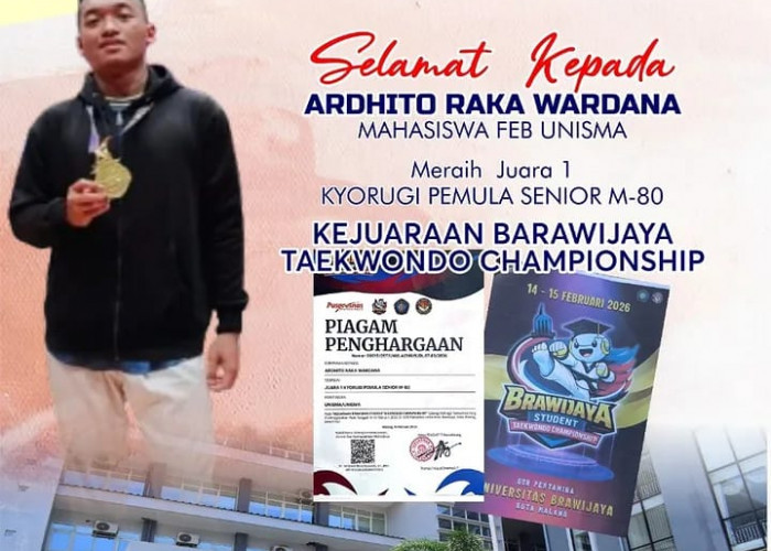 Mahasiswa FEB UNISMA Raih Juara 1 di Brawijaya Taekwondo Championship 2026