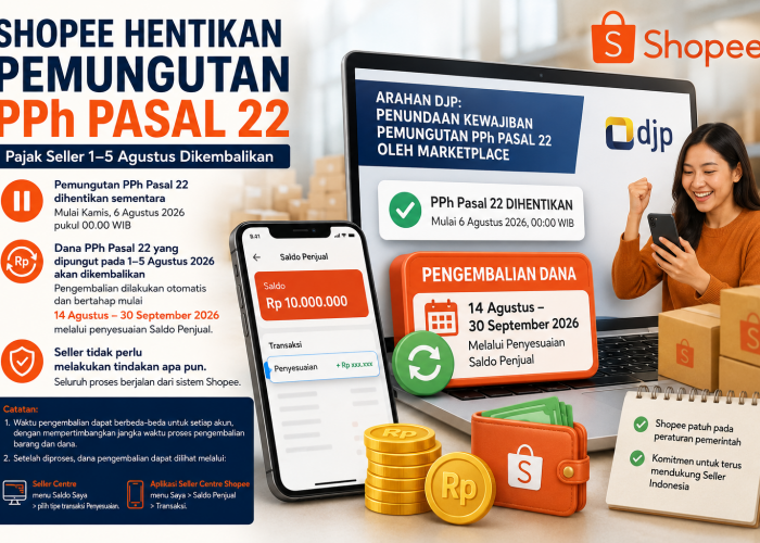Shopee Hentikan Sementara PPh Pasal 22, Seller Dapat Refund Mulai 14 Agustus 2026