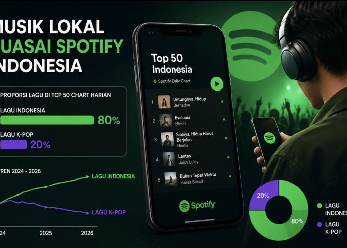 Musik Lokal Dominasi Spotify Indonesia pada 2026, Lagu K-Pop Mulai Berkurang di Tangga Lagu Harian