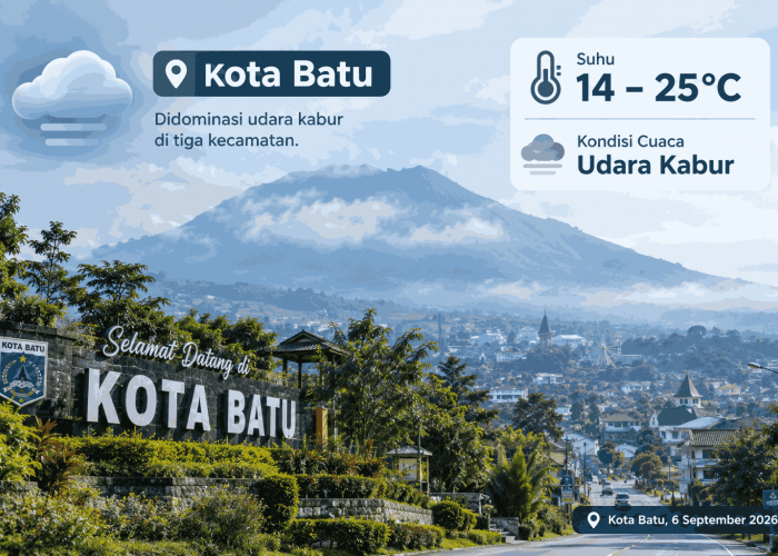 Cuaca Kota Batu Hari Ini 6 September, Suhu 14–25 Derajat, Udara Kabur Dominasi 24 Desa