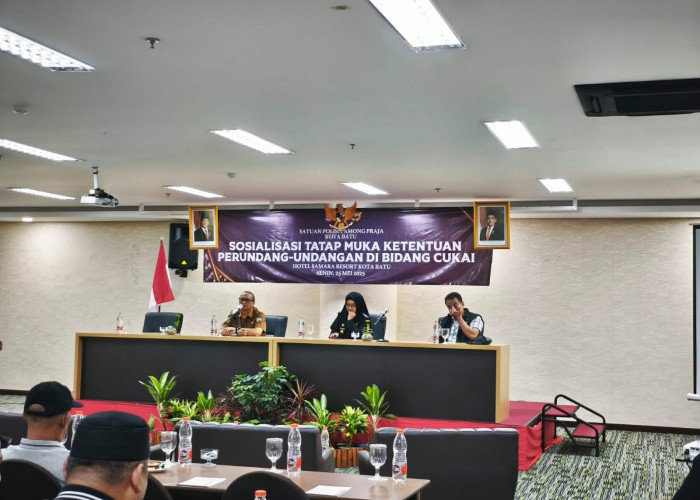 Cegah Pelanggaran Cukai, Satpol PP Kota Batu Edukasi PSM dan Pedagang Ritel lewat Tatap Muka  ‎