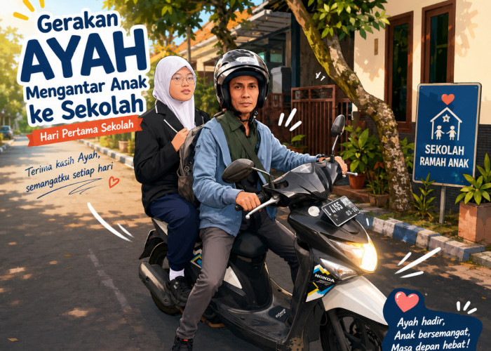 Hari Pertama Sekolah, Gerakan Ayah Antar Anak Mulai Terlihat di Malang