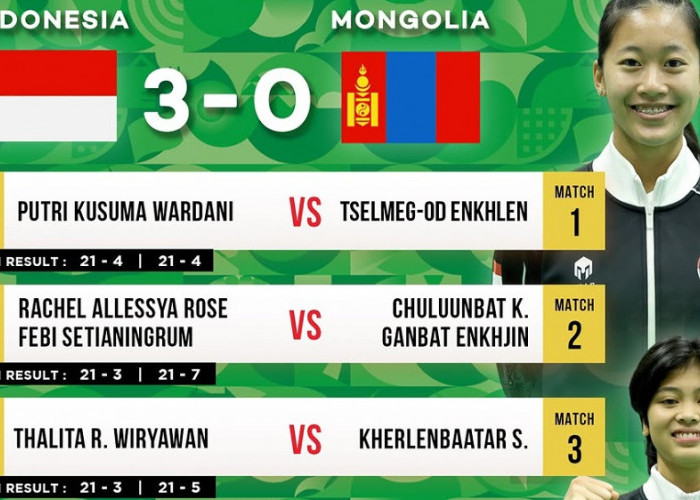 Hasil Badminton Asian Games 2026: Indonesia Sapu Bersih Mongolia 3-0