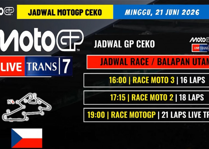 Jadwal MotoGP Ceko 2026 Lengkap: Sprint Race Sabtu, Balapan Utama Live Trans7 Minggu Malam