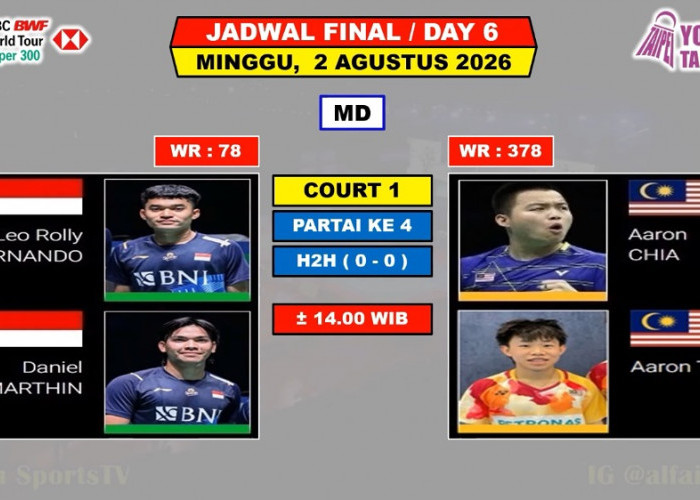Jadwal Final Taipei Open 2026: Leo Rolly Carnando/Daniel Marthin Bidik Gelar BWF Super 300