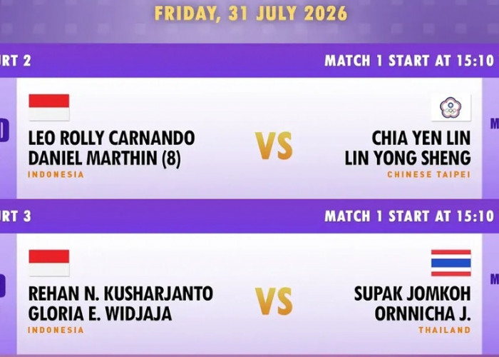 Jadwal Perempat Final BWF Taipei Open 2026 Hari Ini: Leo/Daniel dan Rehan/Gloria Berebut Tiket Semifinal