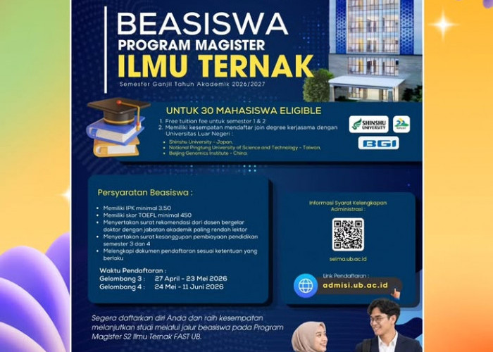FAST UB Buka Beasiswa Magister Ilmu Ternak untuk 30 Mahasiswa Eligible
