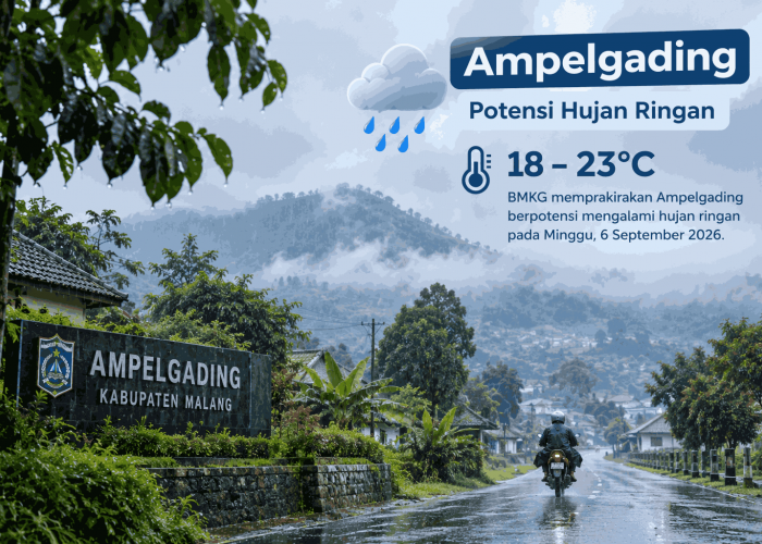 Cuaca Kabupaten Malang Hari Ini 6 September, Poncokusumo 13 Derajat hingga Ampelgading Hujan