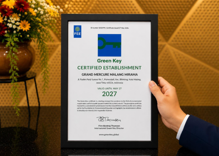 Grand Mercure Malang Mirama Raih Sertifikasi Green Key, Perkuat Komitmen Pariwisata Berkelanjutan