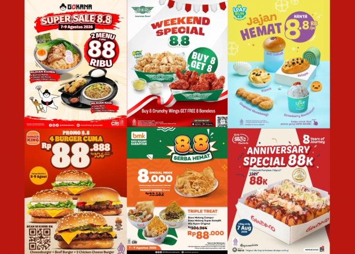 9 Promo Makanan 8.8 Agustus 2026, Gokana, Burger King hingga Richeese Factory Banjir Diskon