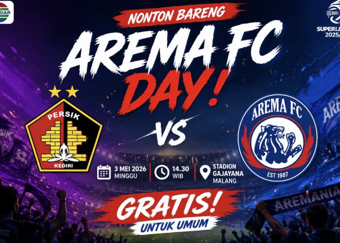 Nobar Arema FC vs Persik Kediri Digelar di Stadion Gajayana, Gratis untuk Umum