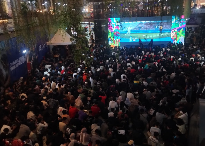 Nobar Indonesia vs Bahrain di Plaza Begawan, Kali Ini Suporter Dibuat Tersenyum Lebar