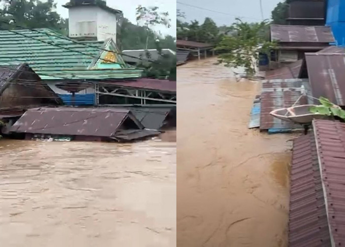 Banjir Lagi Kali Ini di Balangan, Kalsel, Ratusan Rumah Terendam Hanya Sisakan Atap
