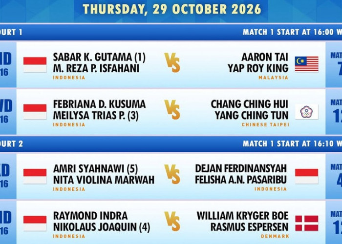 Jadwal 16 Besar Hylo Open 2026: Jonatan Christie, Sabar/Reza hingga Duel Amri/Nita vs Dejan/Felisha