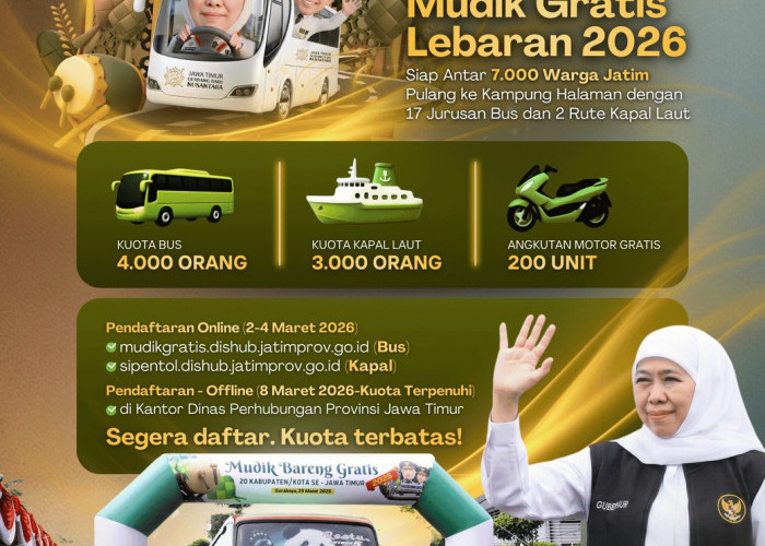 Pemprov Jatim Buka Mudik Gratis 2026 Pakai Bus-Kapal Laut, Ini Jadwal dan Link Pendaftarannya