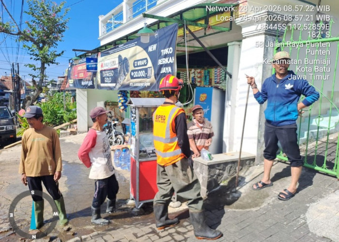 Hujan Deras Picu Drainase Tersumbat di Desa Punten, BPBD Kota Batu Imbau Warga Waspada