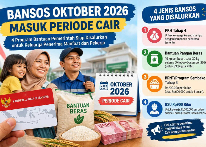 4 Bansos Oktober 2026 Masuk Periode Cair: PKH, BPNT, Beras 30 Kg, dan BSU Rp900 Ribu
