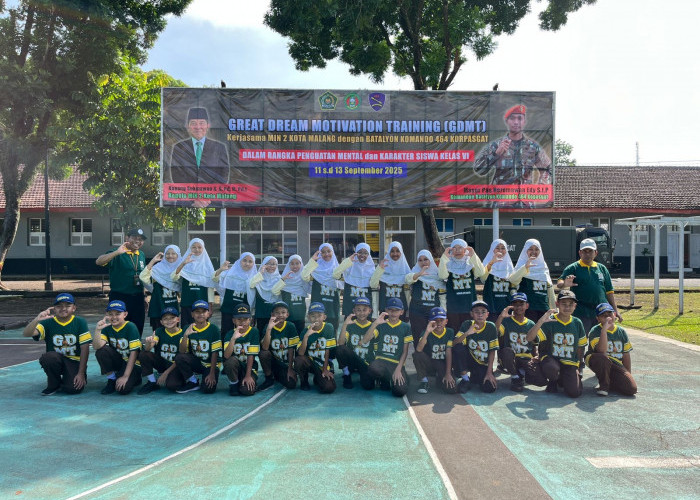 Siswa Kelas 6 MINDATAMA Ditempa Karakter dan Disiplin Lewat GDMT Korps Pasgat 464