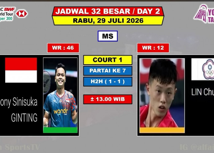 Jadwal Taipei Open 2026: Anthony Sinisuka Ginting Ditantang Lin Chun-Yi, Rekor Pertemuan Masih Imbang