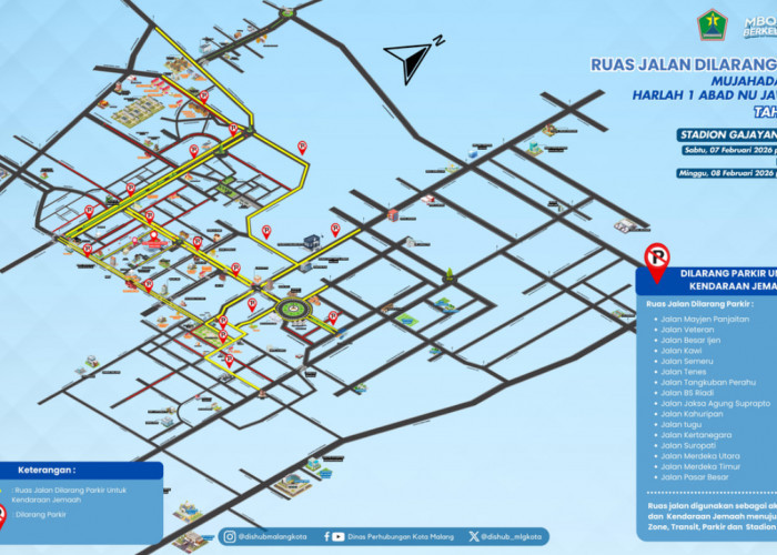 Jangan Salah Parkir, Ini Lokasi Zona Timur Harlah 1 Abad NU di Kota Malang