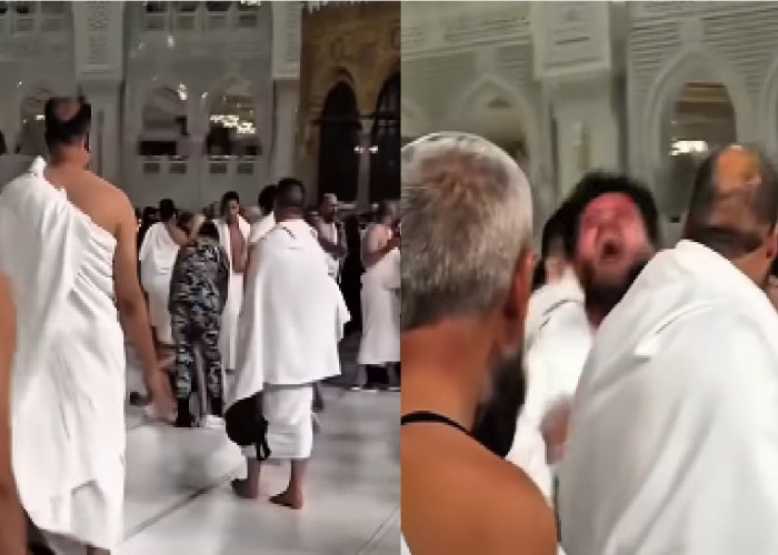 Viral! Jemaah Pria Berteriak dan Melompat di Depan Ka'bah, Ada Apa?