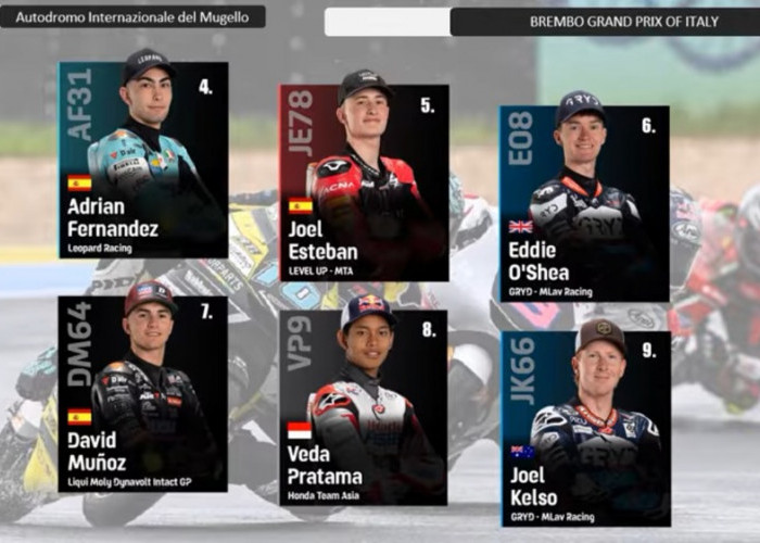 Hasil Moto3 Italia 2026: Veda Ega Pratama Finis Posisi 8, Brian Uriarte Juara di Mugello
