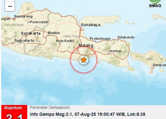Gempa Magnitudo 3,1 Guncang Tenggara Kabupaten Malang, Tidak Berpotensi Tsunami, Warga Diminta Tetap Waspada