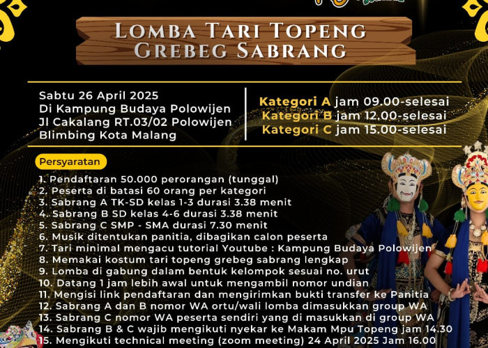 Festival Kampung Budaya Polowijen, Lomba Tari Topeng Grebeg Sabrang 2025 Siap Digelar!