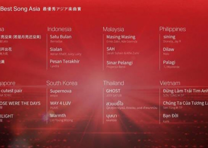 Indonesia Mendunia, 3 Lagu Indonesia Masuk Nominasi Best Song Asia di Music Awards Japan