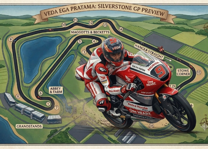 Moto3 Inggris 2026: Veda Ega Pratama Bidik Posisi Lima Besar di Silverstone, Andalkan Late Braking