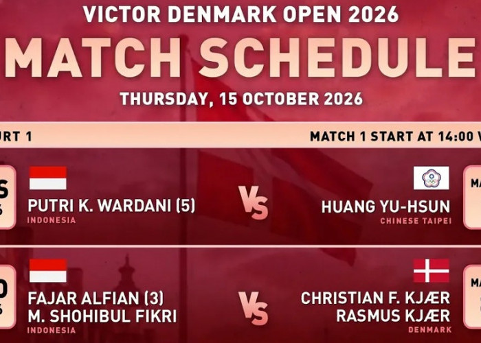 Jadwal Denmark Open 2026: Tanpa Ganda Campuran, 5 Wakil Indonesia Hadapi 16 Besar Denmark Open 2026 