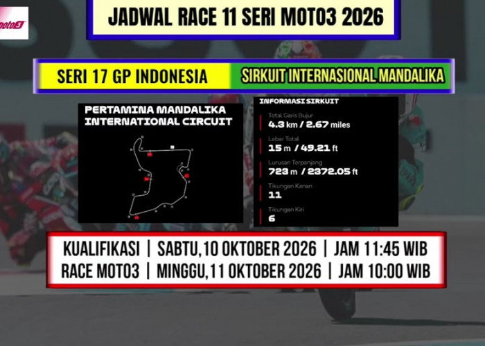 Jadwal Moto3 Mandalika 2026: Veda Ega Pratama Tampil di Balapan Kandang