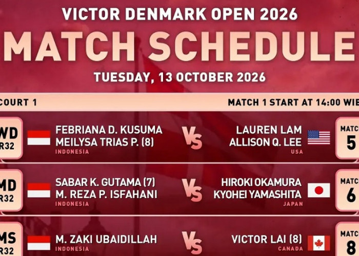 Jadwal Denmark Open 2026 Hari Ini, 6 Wakil Indonesia Hadapi Lawan Berat di Babak Pertama