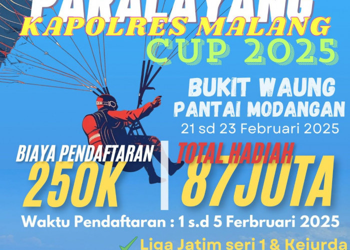 Kejuaraan Paralayang Kapolres Malang Cup 2025 Siap Digelar di Bukit Waung, Daftar Sekarang!