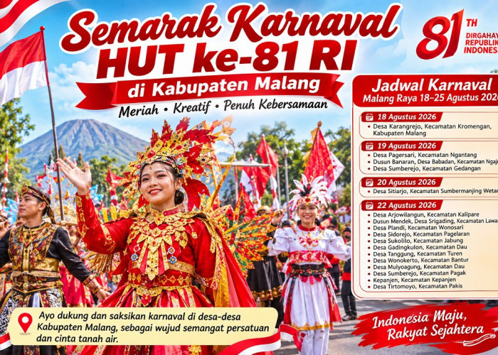 Jadwal Karnaval Malang Raya 18-25 Agustus 2026, 22 Agustus Paling Padat