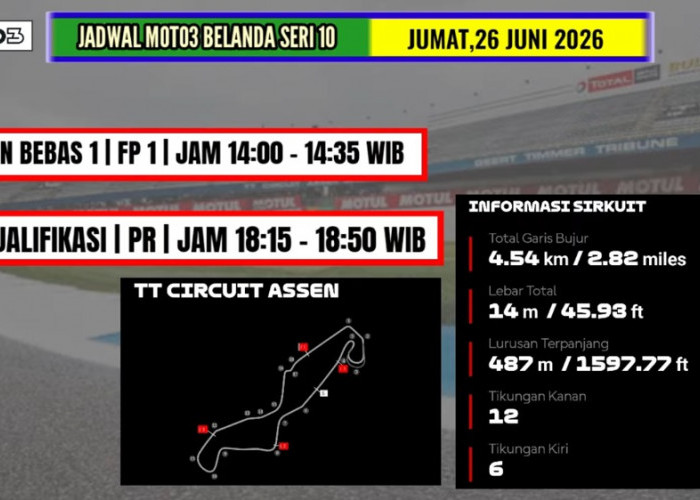 Jadwal FP MotoGP Belanda 2026 di Assen Resmi Dirilis, Ini Jam Latihan Bebas Lengkap Jumat hingga Minggu