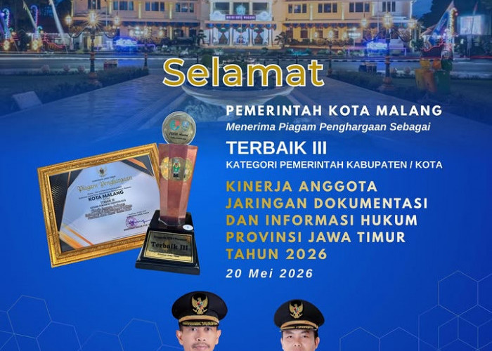 Pemkot Malang Raih Predikat AA dan Terbaik III Kinerja JDIH Jawa Timur