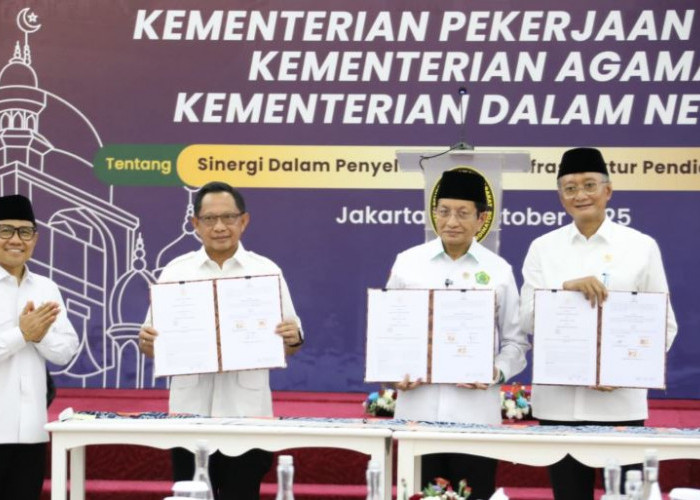 Mendagri-Menteri PU-Menag Teken MoU Penguatan Infrastruktur Pendidikan Pesantren