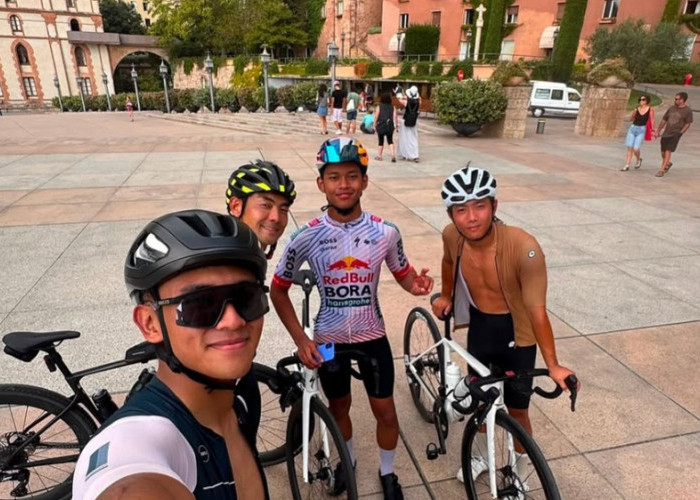 Jelang Aragon, Veda Ega Pratama Jalani Gowes Bareng Mario Aji dan Tayo Furusato