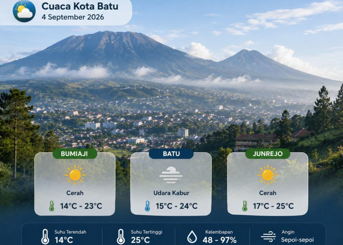 Cuaca Kota Batu 4 September: Batu Udara Kabur, Suhu Bumiaji 14 Derajat
